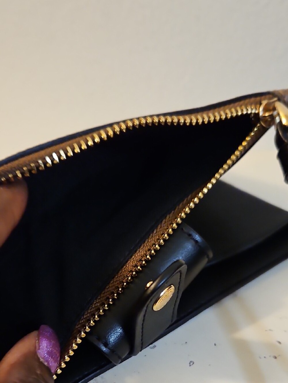 Coach Brown and Black Signature Canvas Phone Wristlet - Picture 6 of 7